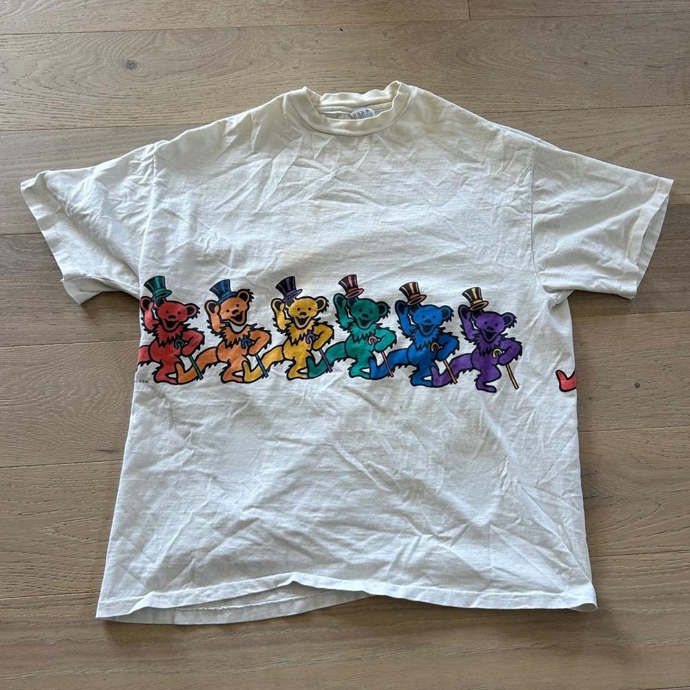Vintage 1993 Grateful Dead Dancing Bears Hanes T Shirt White XL Single Stitch